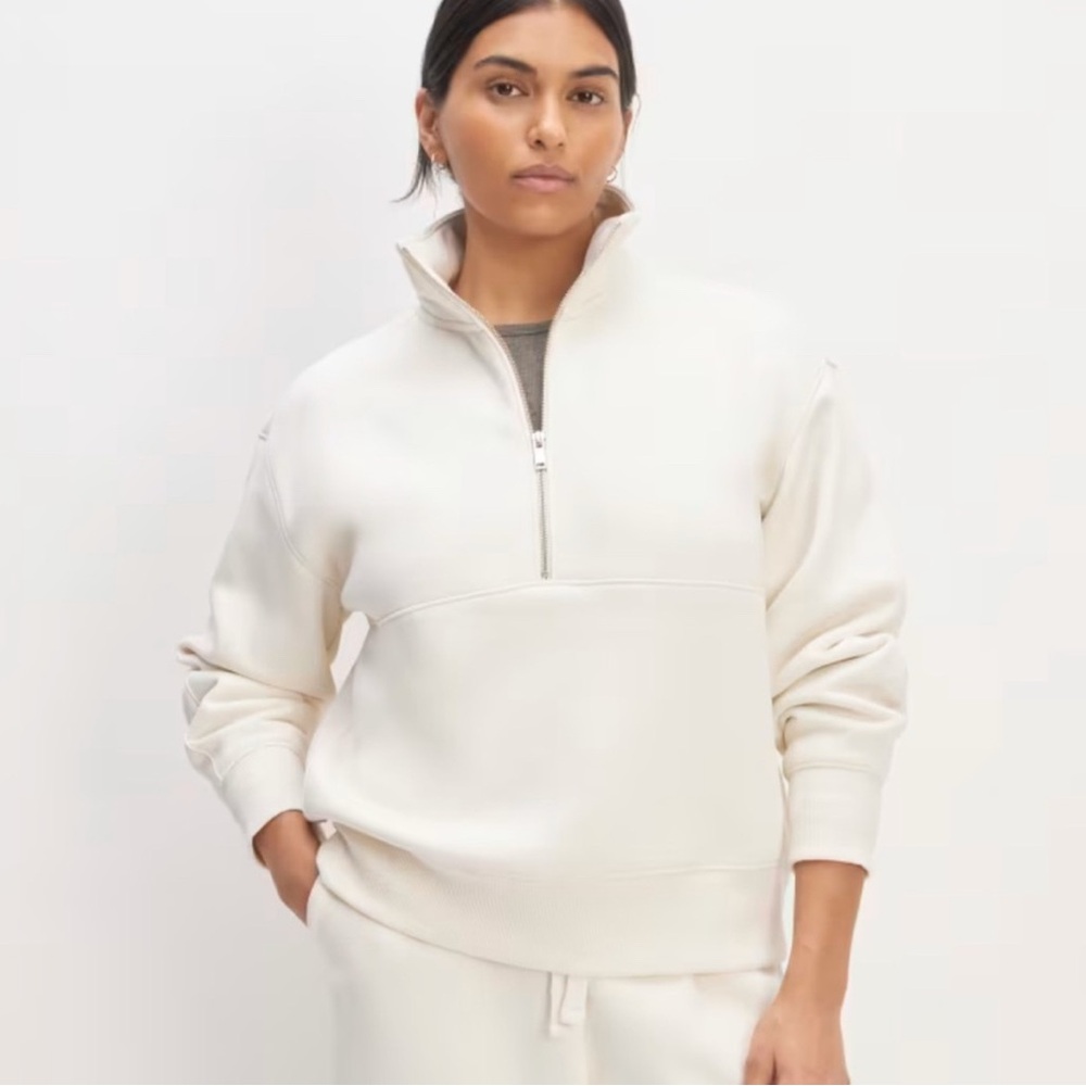 Everlane Re-Track Cream Quarter-Zip Sweatshirt